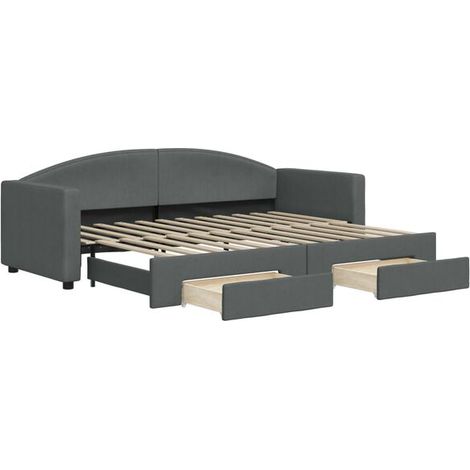 Canapé-lit avec matelas gigogne et tiroirs, matelas non inclus, dimensions : 80 x 200 cm (1/5)