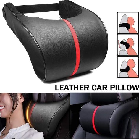 Coussin cervical de voiture - Coussin d'appui-tête - Soutien cervical pour siège auto - Coussin d'appui-tête en cuir souple PU + mousse à mémoire de forme (1/3)