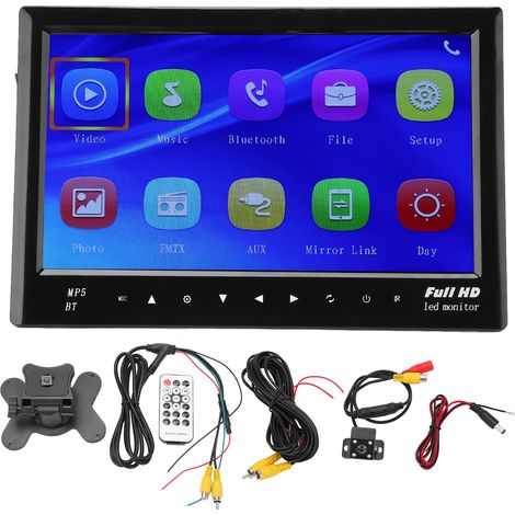 Écran de recul TFT 7 pouces moniteur vidéo AV 2 voies affichage inversé Bluetooth touche tactile vision nocturne angle large 120° pour voiture avec caméra (1/5)