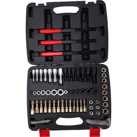 Kit réparation filetage 61 pièces pour écrous et boulons endommagés, chasse métrique portable UNC UNF pour mécanique auto