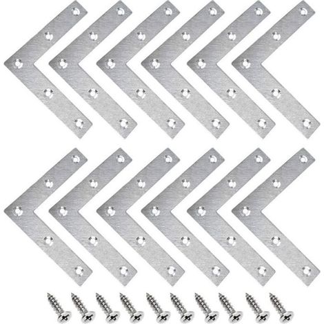 Equerre fixation métal - PZCC - Forme L - Acier inoxydable plaqué - 80x80 mm - Pack 15 avec vis (1/5)