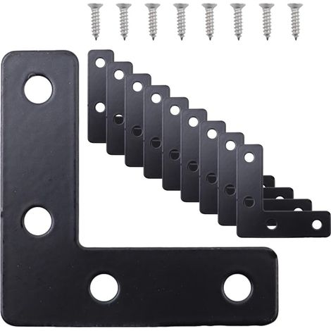 APEX Lot de 10 connecteurs à Angle Plat en Acier Inoxydable, Supports en Forme de L à 90 degrés pour réparation de Meubles, pour Table, Chaise, bibliothèque (1/5)