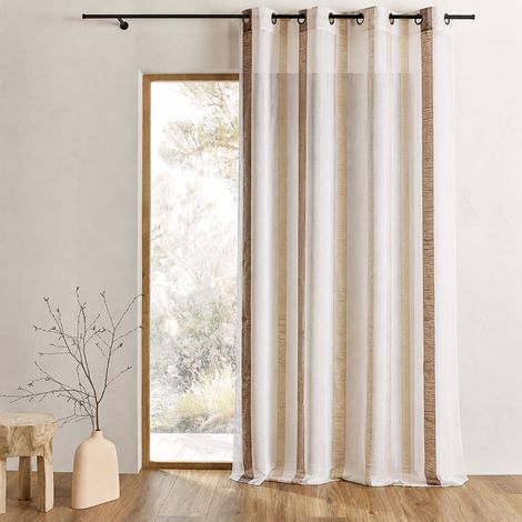 Voilage en organza à rayures verticales Taupe 150x260 cm (1/2)