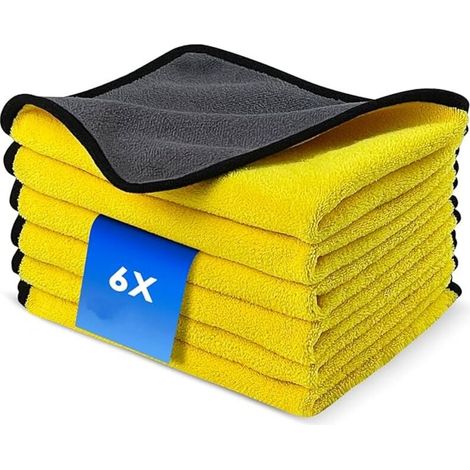 Lot de 6 Chiffon Microfibre Voiture avec 400 GSM, Sechage Lavette Microfibre Lingettes Poussiere Serviette pour la Peinture Voiture, Ultra Absorbant, Nettoyage Professionnel 40 X 30 cm (1/4)