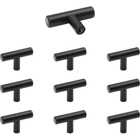 Drenky Bouton de Meuble, Poignée de Portes pour Placards en Acier Inoxydable 10 Pièces Noir Bouton de Tiroir Vintage avec Vis pour Commode, Armoire (1/5)