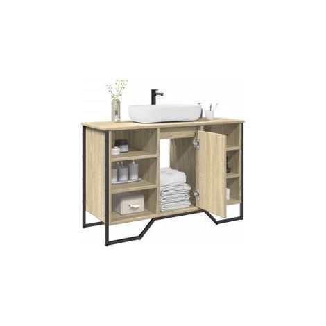 Armoire lavabo de salle de bain chêne sonoma 91x35x60 (1/5)