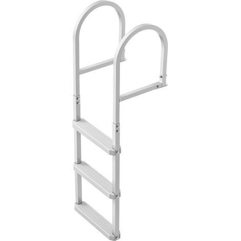Mophorn Abnehmbare Dockleiter mit 3 rutschfesten Stufen, breiten Pedalen und Handlauf, belastbar bis 227 kg, Poolleiter aus Aluminiumlegierung für Docks, Pools, Seen und Boote, Silber (1/5)