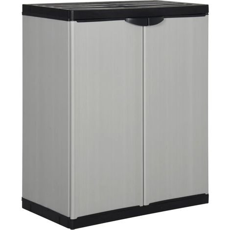 Armario de almacenamiento compacto para jardín con 2 puertas y 1 estante 68 x 40 x 85 cm en PVC gris 020047061 (1/5)