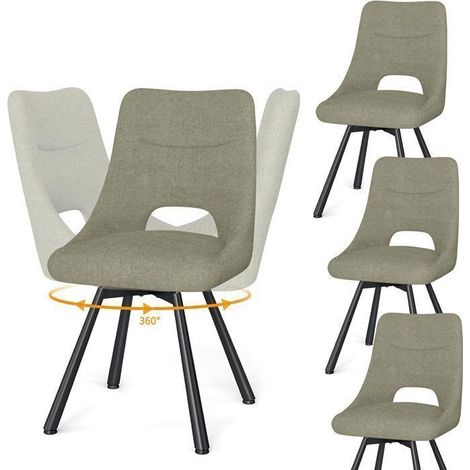 WAFTING Chaise Pivotante à 360°, Lot de 4 Chaises de Salle à Manger Scandinave, Chaises de Cuisine avec Pieds en Métal, Marron gris (1/5)