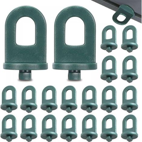 Packung mit 50 Gewächshaushaken, robuste Kunststoffclips, Stützen für Kletterpflanzen - Gewächshauszubehör (grün) (1/4)