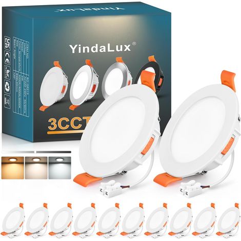 Spot LED Encastrable 68mm 5W 550LM Spots de plafond IP44 Spot salle de bain, Blanc Chaud 3000K Blanc Neutre 4000K Blanc Froid 6000K Réglable, Trou Φ65-75mm, AC220-240V, Lot de 6, Noir