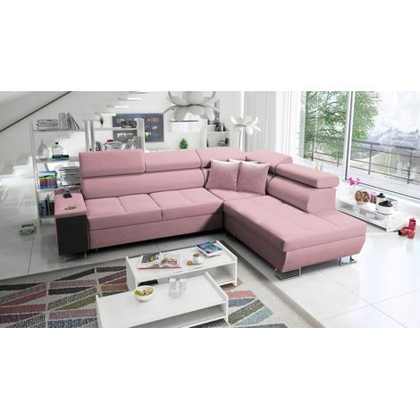 Multifunktionaler Eckschrank MORENA VII, Uttario Velvet Rosa Rechts (1/5)