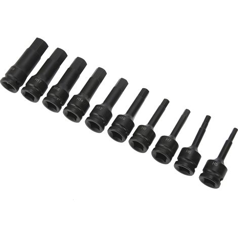 Jeu de 10 embouts de tournevis à douille carrée 1/2 po pour clé à chocs pneumatique H5-H19 (1/5)