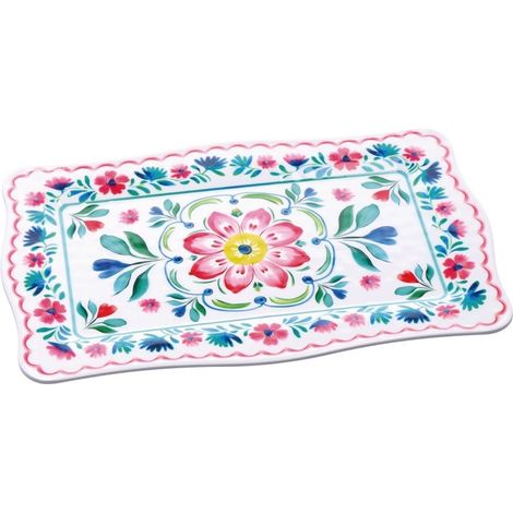 Regalo Italiano Vassoio Rettangolare Glen in Melamina 36 x 23 Cm H 2 Cm Multicolor