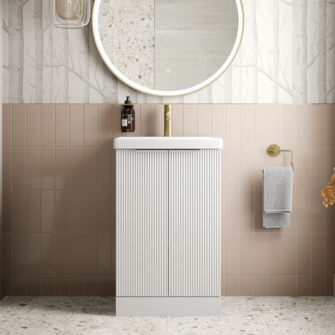 Bathroom Vanity Unit Basin Sink Free Standing 500mm Door Cabinet Storage White (1/5)