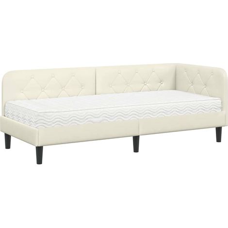 Maison Exclusive - Cornice del letto ad angolo Crema 80 x 200 cm Velluto