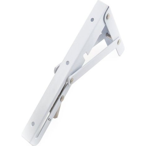 TrAdE Shop Traesio - Reggimensola Supporto Staffa In Metallo Pieghevole Regolabile Bianca 20x10cm -
