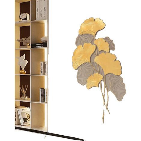 Décoration Murale, Design Élégant de Feuille, Construction Métallique Durable, Or (1/2)
