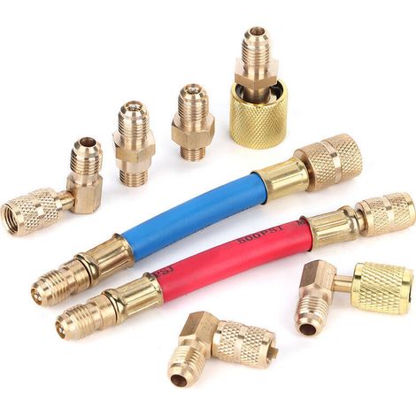 Kit de réfrigération de climatisation, 8 pièces/ensemble Adaptateur de connecteur de réfrigération de climatisation R-12A/C R134A R12 Autres pièce de rechange pour voiture