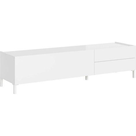 Porta TV 1 ribalta/2 cassetti 160x42x40 cm Solaria bianco lucido