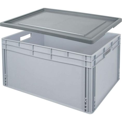 BRB Eurobox BxTxH 800x600x420 mm, 175 Liter, mit Stülpdeckel, 2 Durchfassgriffe, Industriequalität, lebensmittelecht