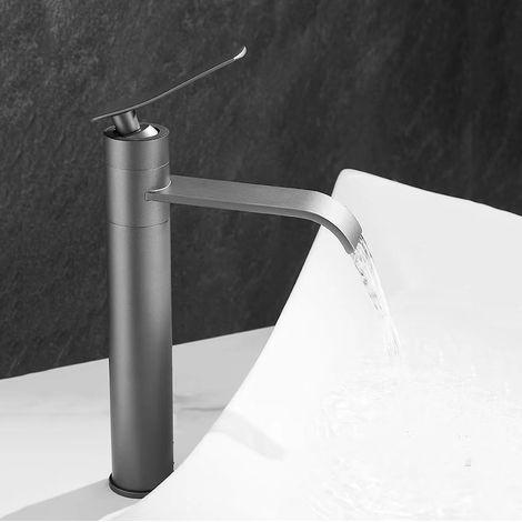 Robinet cascade pour vasque - gris - surélevé - monocommande (1/5)
