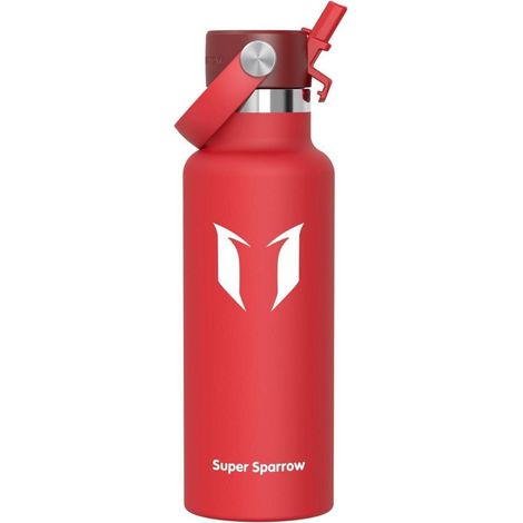 Trinkflasche Edelstahl BPAfrei Strohhalm Thermobecher 500 ml C- Lava (1/5)