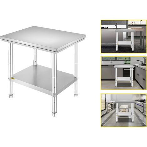 Mesa de trabajo de acero inoxidable con altura regulable. (1/2)