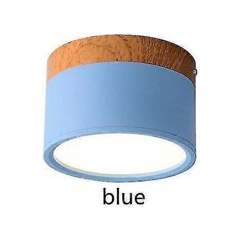 Plafonnier LED 7W à intensité variable 7W/9W, montage en saillie, style bois moderne bleu clair (1/5)