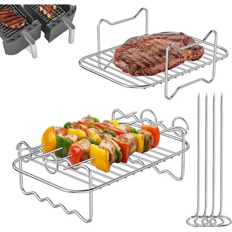 Accessoire Air Fryer, 2 Pièces Grille de Cuisson pour Friteuse à Air, Air Fryer Grille en Acier Inoxydable Antiadhésif pour Ninja Foodi AF400EU, AF300EU, AF500EU (1/5)
