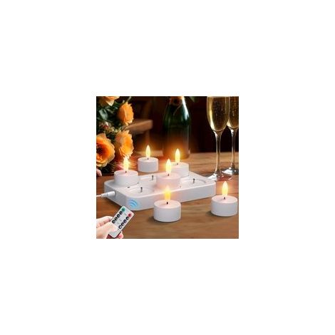 Coavas – Lot de 6 bougies LED rechargeables – Flamme vacillante – Station de charge et télécommande – Autonomie jusqu'à 30h – Décoration Noël et événements (1/5)