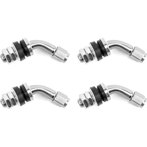 Valve de Pneu, 45 Degrés Voiture Pneu Bouche, Adaptateur d'Extension de Valve de Pneu, pour Moto de Voiture, pour 11.5 mm Le diamètre du moyeu, Cuivre, Set of 4 (1/5)