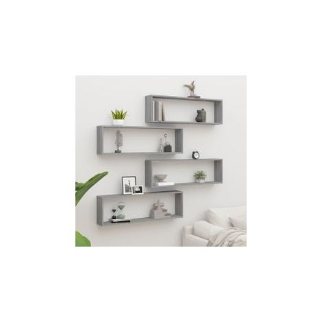 Étagères murales cube 4 pcs Sonoma gris 100x15x30 Bois (1/5)