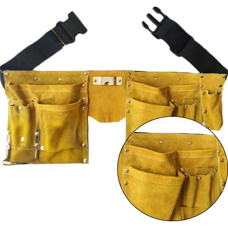 Leather Tool Belt Quick Release Buckle Carpenter Construction Apron Tool Storage Pouch Belt (1/4)