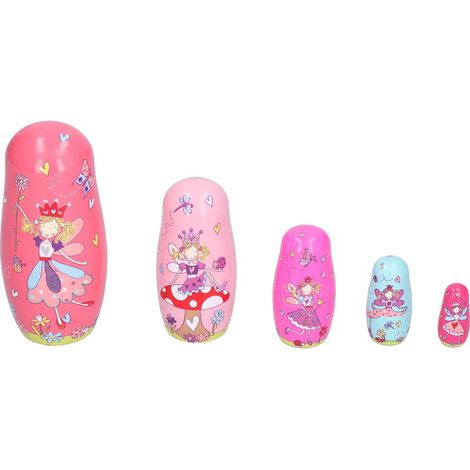5Pcs Jolies Poupées Gigognes Fait Main Motif Dessin Animé Artisanat Bois Décoration Cadeau Anniversaire (1/5)