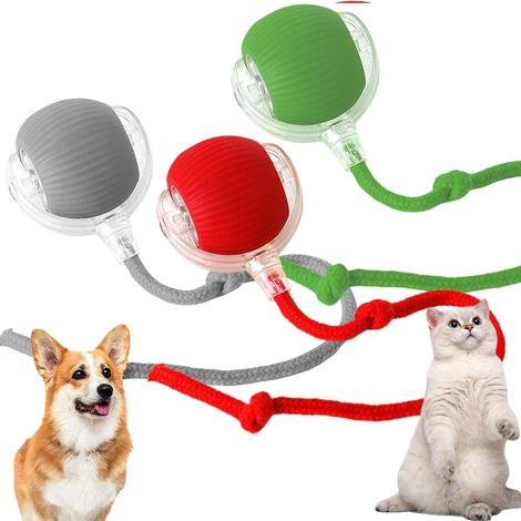 Balle roulante Chewie, jouet interactif pour chat et chien avec lumière LED, jouet rotatif automatique à 360° pour chats et chiens (lot de 3) (1/5)