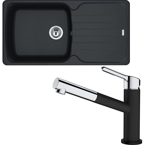 Pack full black évier XL Antea Fragranit 970 x 460 x 210 mm + mitigeur noir Orbit douchette - Franke (1/5)