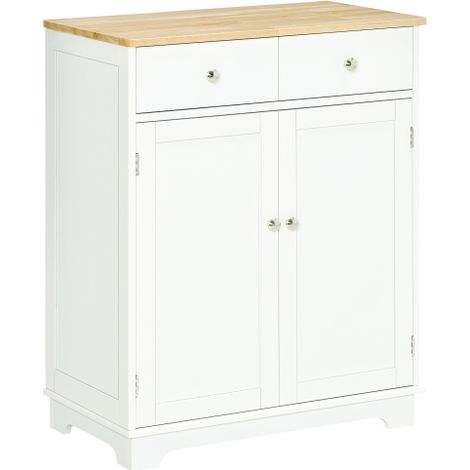 Multi-Functional Kitchen Floor Cabinet with Solid Wood Top, Adjustable Shelves, and Drawer for Dining, Living Room, or Hallway Storage
