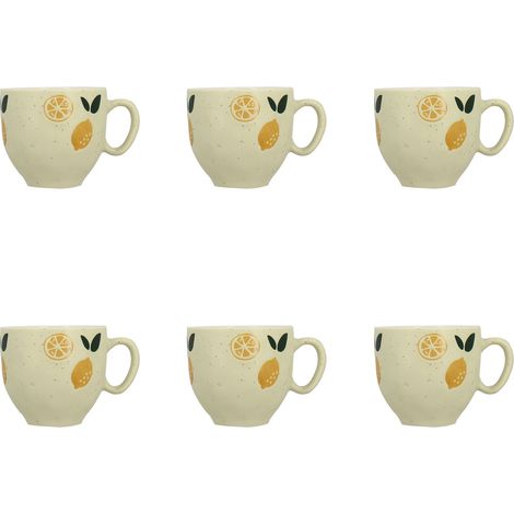 Lot de 6 tasses 23cl en grès, LEMON