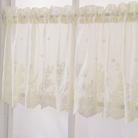 Rideau Dentelle - Rideau Voilant Semi Transparent avec Broderie Fleurie - Pour Cuisine Salon Bibliothèque Café - 1 Pièce (1/5)