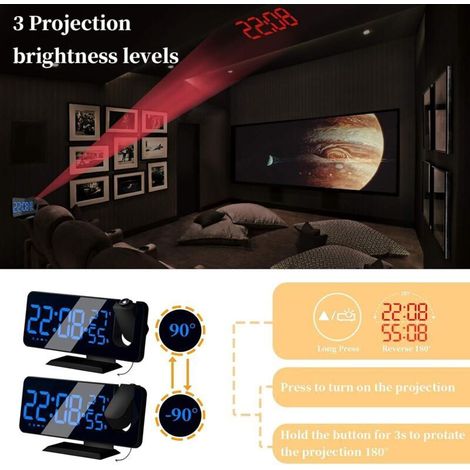 Sveglia Digitale Ikodm con Radio, USB, 3 Livelli di Luminosità, Snooze, 15 Livelli di Volume, 12/24h, per Camera, Casa, Ufficio (1/3)
