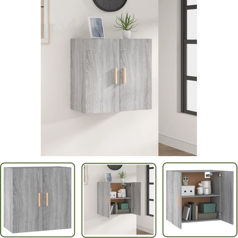 The Living Store Wandschrank Grau Sonoma 60x30x60 cm Holzwerkstoff - Wandregal - Aufbewahrungsregale - Regal Grau - Schmaler Schrank - Platzsparender Schrank (1/5)