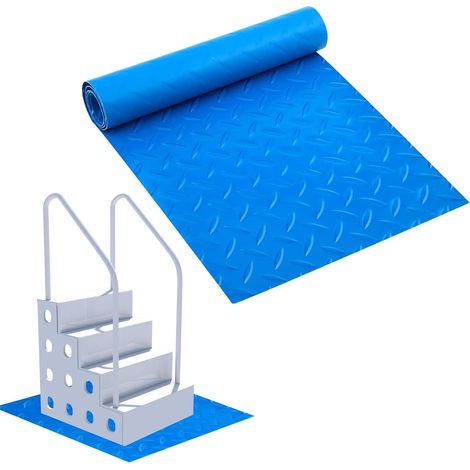 9 x 36 Pouces Tapis pour Echelle Piscine, Tapis Escalier Piscine Tapis Protection Échelle Piscine avec Texture Antidérapante pour Marches de Piscine Escaliers Échelles (Bleu, 24 x 91 cm)