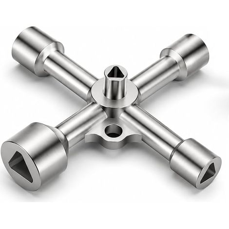 Clé Triangulaire 4 Voies, Clé Triangle 5 Tailles Diamètre Intérieur 5 mm/8 mm/9 mm/10 mm/13 mm, Clé Triangle Poubelle Clef Triangle Universelle pour Compteurs Armoires Techniques Gaz Eau Électricité (1/5)