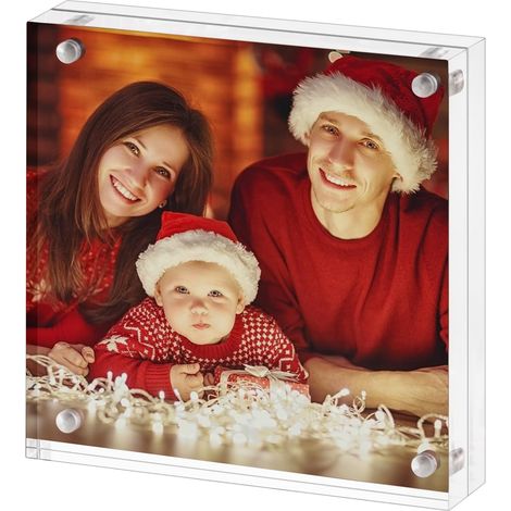Cadre photo 15,2 x 15,2 cm en acrylique transparent, sans cadre, cadre photo de 15,2 x 15,2 cm avec cadre magnétique double face transparent pour bureau (1/5)
