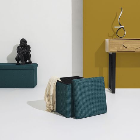Coffre Pouf Pliable - HOME DECO FACTORY - Atome - Pratique - Bleu (1/5)