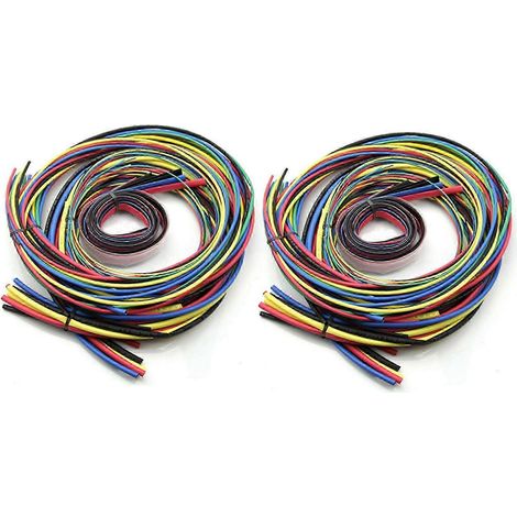 Kit de gaine thermorétractable 2 x 55 m, 11 tailles (1,5 à 22 mm), 6 couleurs, polyoléfine, rapport de rétraction 2:1, pour l'isolation des câbles et les projets de bricolage (1/5)