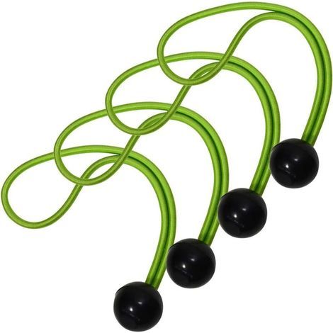 Bungee Cord with Ball [20 cm Elastic] [Pack of 4 Bungee Cords] - Ideal for Carrying Yoga Mats (1/5)