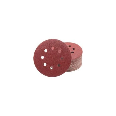 Litzee – Dischi abrasivi professionali, 50 pezzi, Ø 125 mm, grana 100 – Corindone resistente per levigare legno, metallo e plastica – 8 fori per levigatrici orbitali casuali – Crezuo