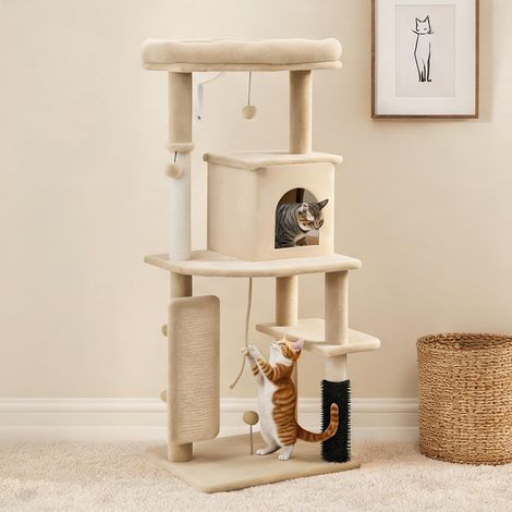 Arbre à chat beige en panneau de particules 55 x 44 x 132 cm (1/5)